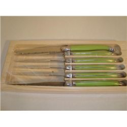 Set of 6 authentic French Laguiole steak knives kiwi