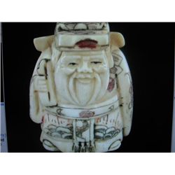 Flat Top Hat Chinese man Netsuke