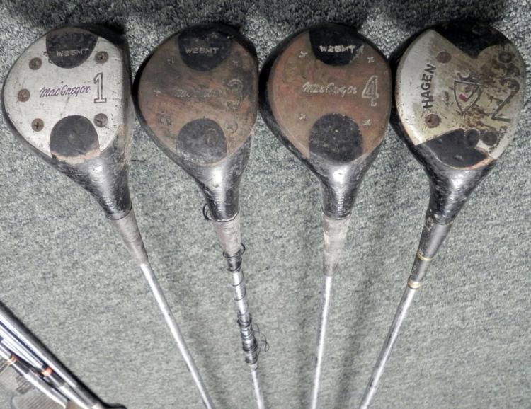 14 Golf Clubs Irons Woods Vintage MacGregor Tourney