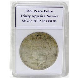 1922 Peace Silver Dollar TAS MS-65
