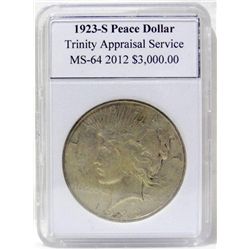 1923-S Peace Silver Dollar MS-64 w/Appraisal