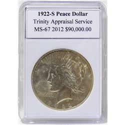 1922-S Peace Silver Dollar MS-67w/Appraisal
