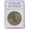 1922-S Peace Silver Dollar MS-67w/Appraisal