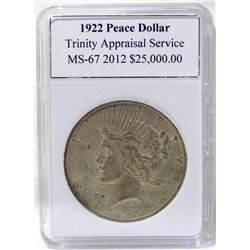 1922 Peace Silver Dollar TAS MS-67