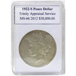1922-S Peace Silver Dollar MS-66 w/Appraisal