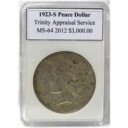 1923-S Peace Silver Dollar MS-64 w/Appraisal