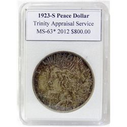 1923-S Peace Silver Dollar MS-63 w/Appraisal