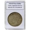 1934-D Peace Silver Dollar MS-66 w/Appraisal