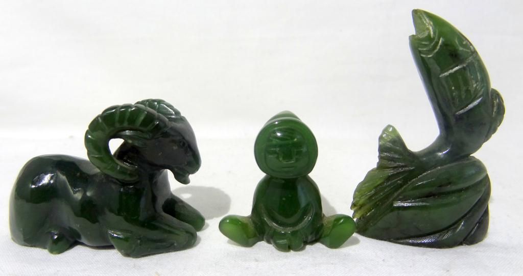 Hand Carved Jade Figurines in Display