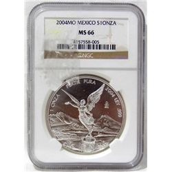 2004 Mexico LIBERTAD 1 Troy Oz. Coin  NGC MS-66