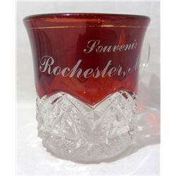 VNTG Ruby Red Flash/Crystal "Rochester, Minn." Cup