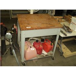 CASTERED 24"X32" WOOD TOPPED WORK CART