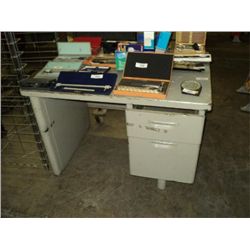 SMALL GREY METAL 2 DRAWER DESK