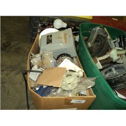 BOX: SMALL PUMP, FILES, WRENCHES, ELECTRICAL BOX