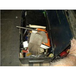 WOOD CHEST OF TOOLS, WRENCHES, MACHINE TOOLS