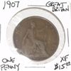 Image 1 : 1907 GREAT BRITAIN ONE PENNY WORLD BOOK VALUE IS $15.00 *RARE EXTRA FINE GRADE*!!