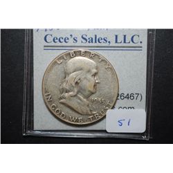 1955 US Ben Franklin Half Dollar; EST. $15-25