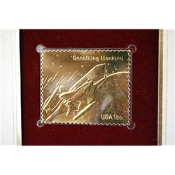 1981 First Day Issue 22K Gold Replica Stamp & US Postal Stamp With History; Postmarked Kennedy Space