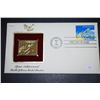 Image 2 : 1981 First Day Issue 22K Gold Replica Stamp & US Postal Stamp With History; Postmarked Kennedy Space