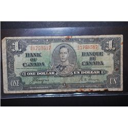 1937 Canada $1 Foreign Bank Note; EST. $3-5