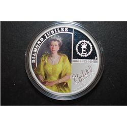 2012 Australia $1 Diamond Jubilee H.M. Queen Elizabath II Colorized Silver Foreign Coin In Display B