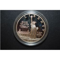 1986-S US Liberty Ellis Island Commemorative Silver $1 In Display Box; UNC; .900 Fine .86 Oz.; EST. 
