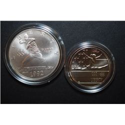 1992-D US Olympic Baseball Player Commemorative $1; UNC & 1992-P US Olympic Gymnast Commemorative Ha