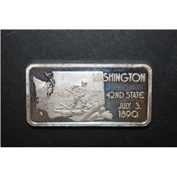 Washington State Silver Ingot; 42nd State Capital-Olympia; 999 Fine Silver 1 Oz.; EST. $40-60