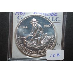 1987 Engelhard Silver Round "Prospector"; 999+ Fine Silver 1 Oz.; EST. $40-60