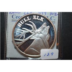 Silver Round "Bull Elk"; 999 Fine Silver 1 Oz.; EST. $40-60