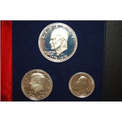 1976-S US Bicentennial Silver Three-Coin Set In Display Case; Washington, Kennedy & Eisenhower; 40% 
