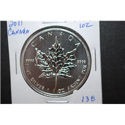 2011 Canada $5 "Maple Leaf" Silver Foreign Coin; 9999 Fine Silver 1 Oz.; EST. $40-50