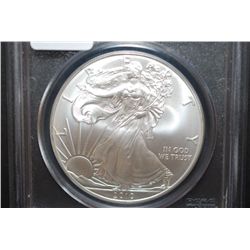2010 US Silver American Eagle $1 25th Year Of Issue; 1 Oz. Fine Silver; PCGS Graded MS70; EST. $100-