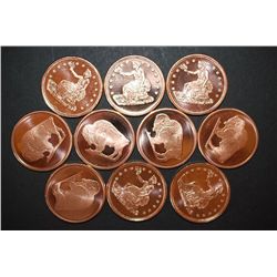 Copper Round "Buffalo Nickel Type & Trade $1 Type"; .999 Fine Copper 1 Oz.; Lot of 10; EST. $15-20