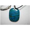 Image 1 : Black Leather Necklace With Tri-Colored Stone Charm; EST. $6-10