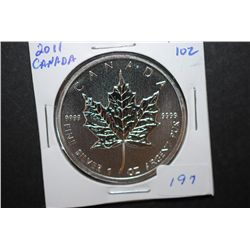 2011 Canada $5 "Maple Leaf" Silver Foreign Coin; 9999 Fine Silver 1 Oz.; EST. $40-50
