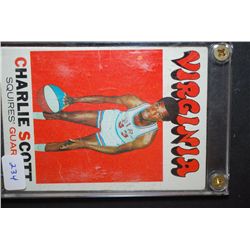 1970 NCAA Charlie Scott Virginia Squires Basketball Trading Card In Display Case; EST. $5-10