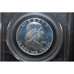 1961 US Ben Franklin Half Dollar; PCGS Graded PR65; EST. $25-40