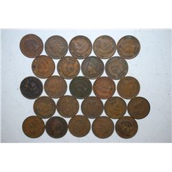 1899 US Indian Head One Cent; Various Conditions; Lot of 24; EST. $25-50