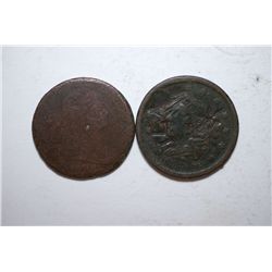 1838 US Large One Cent With Initials JL Carved On Obv. & Unreadable Date Draped Bust One Cent; Lot o