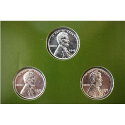 1943 Wartime Steel Cents Coin Collection With History In Display Folder; Lot of 3 Coins; EST. $3-6
