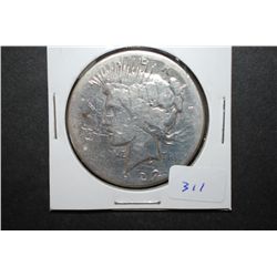 1922-S US Peace $1 With Initials Carved On Obv.; Poor Condition; EST. $30-35