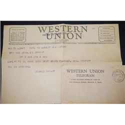 Vintage 1945 Western Union Telegram Communication With Envelope; EST. $5-10