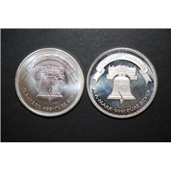 A-Mark Silver Round; 999 Pure Silver 1 Oz.; Lot of 2; EST. $80-120