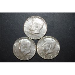 1967-1969 US Kennedy Half Dollar; Various Conditions; Lot of 3 Consecutive Years; EST. $20-30