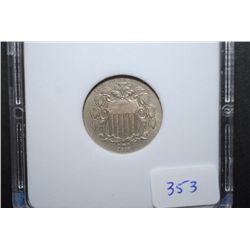 1868 US Shield Nickel; MCPCG Graded AU58; EST. $110-140