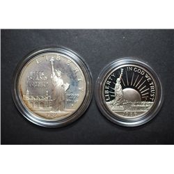 1986-S US Liberty Commemorative Two-Coin Proof Set In Velvet Box; Ellis Island $1 & Nation Of Immigr