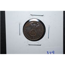 1939-A German 1 Reichspfennig Foreign Coin With Flying Eagle Holding Swatstika; EST. $10-20