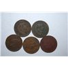 Image 1 : US Indian Head One Cent; Various Dates & Conditions; Lot of 5; EST. $5-10