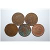 Image 1 : US Indian Head One Cent; Various Dates & Conditions; Lot of 5; EST. $5-10